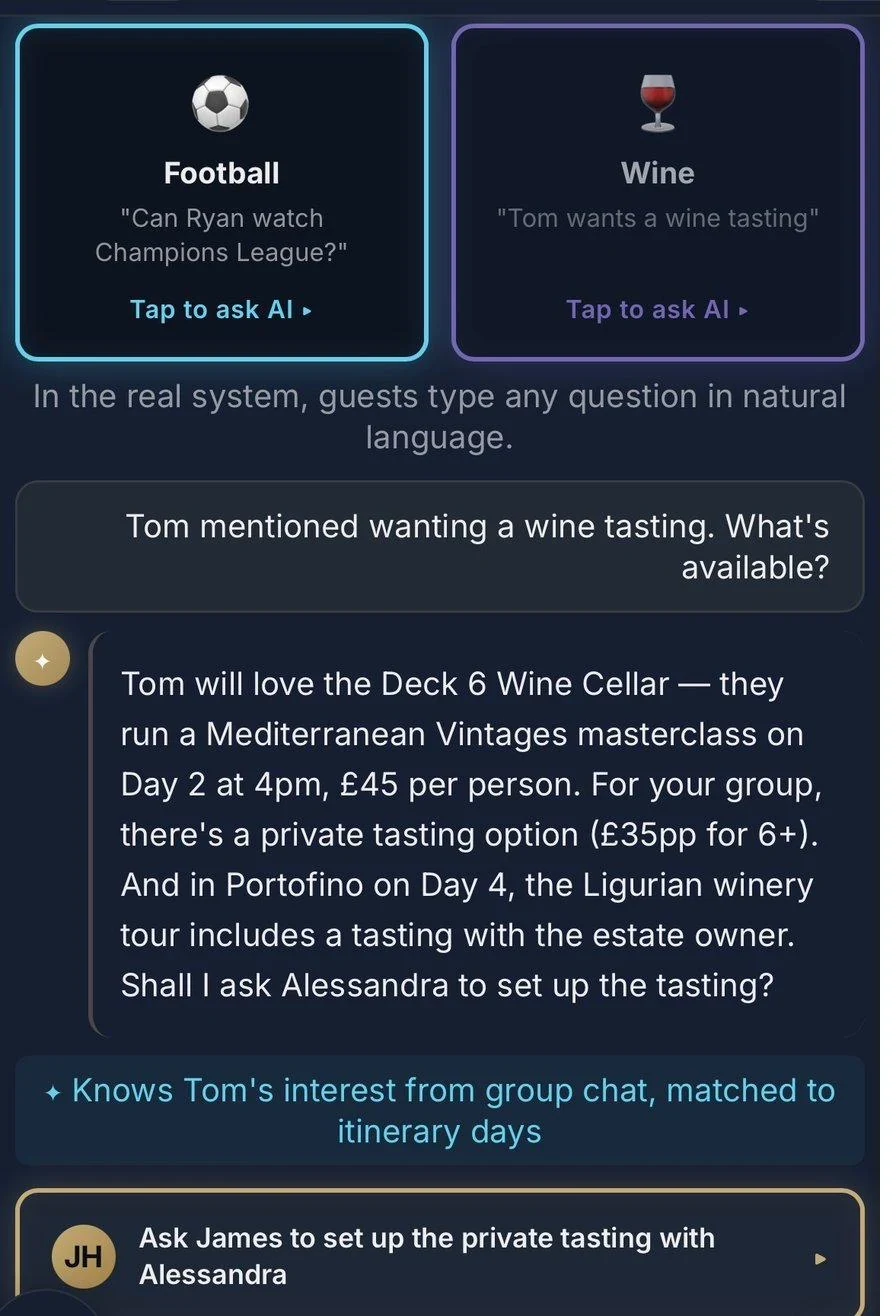 Tom's wine interest becomes a priced private tasting offer