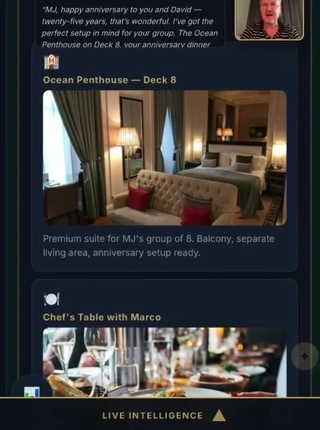 James recorded video reply showing the Ocean Penthouse and real venue choices
