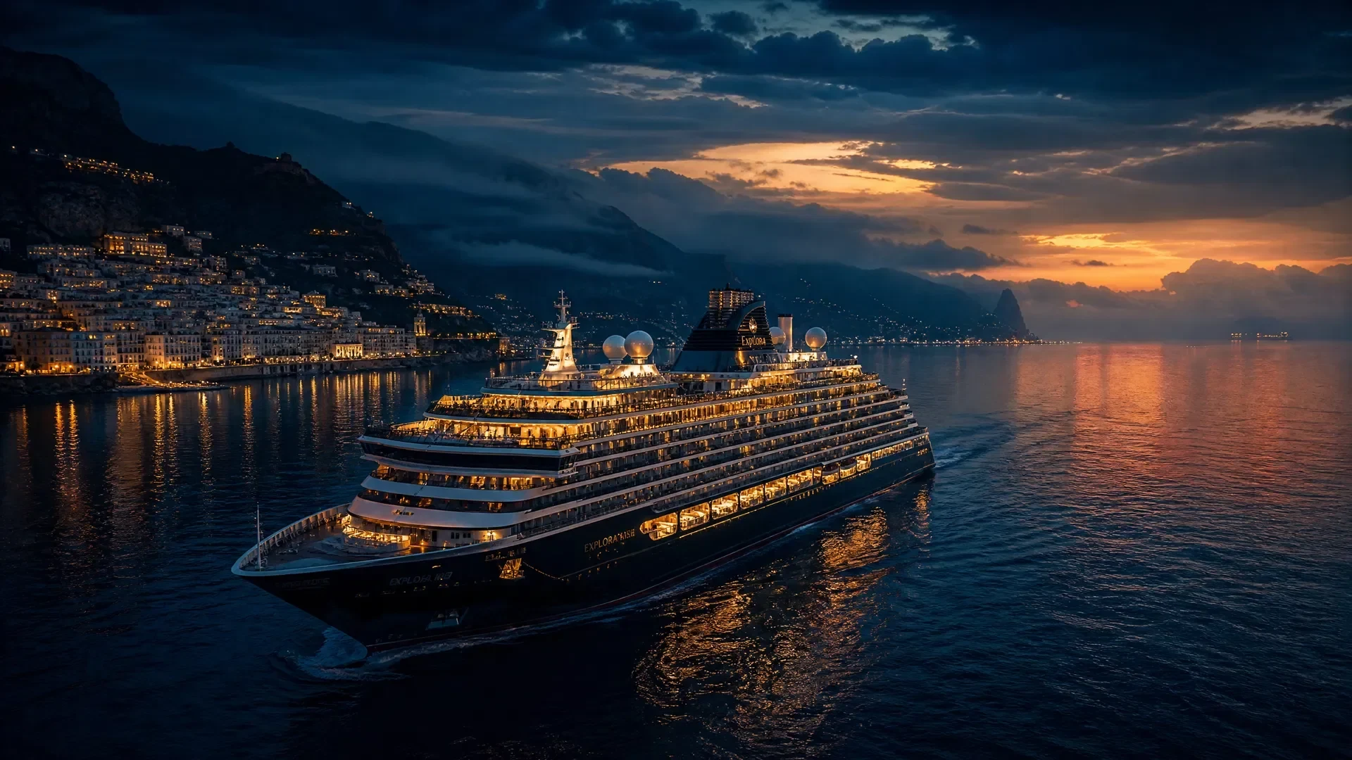Cruise ship at dusk